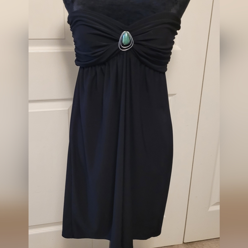 🔥2For$20 B.MOSS Dress Stretch Black Strapless Rock/Metal Accent Size S/M